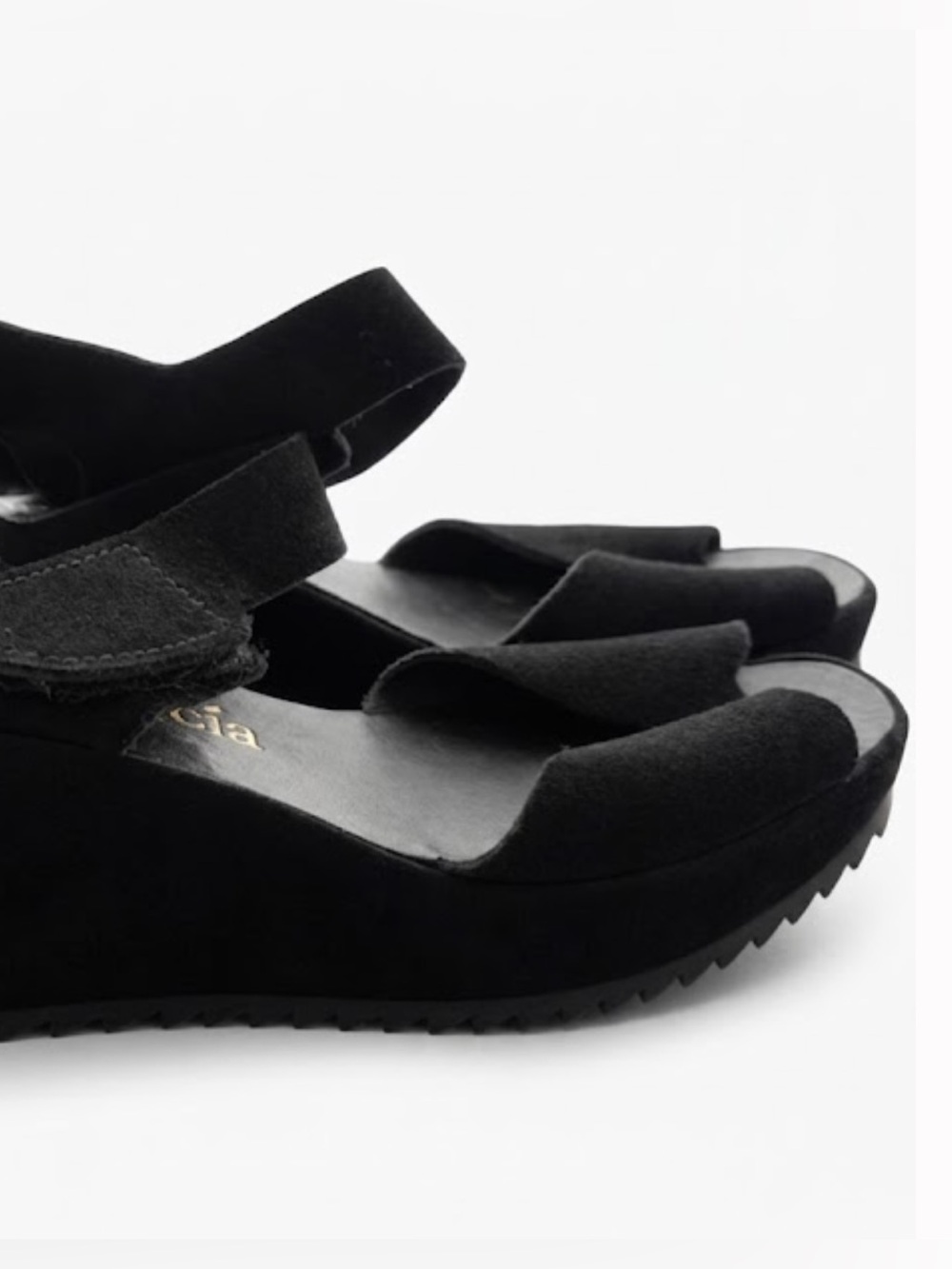 Pedro Garcia Black Suede Platform
Wedge Sandals Sawtooth - Size 9.5